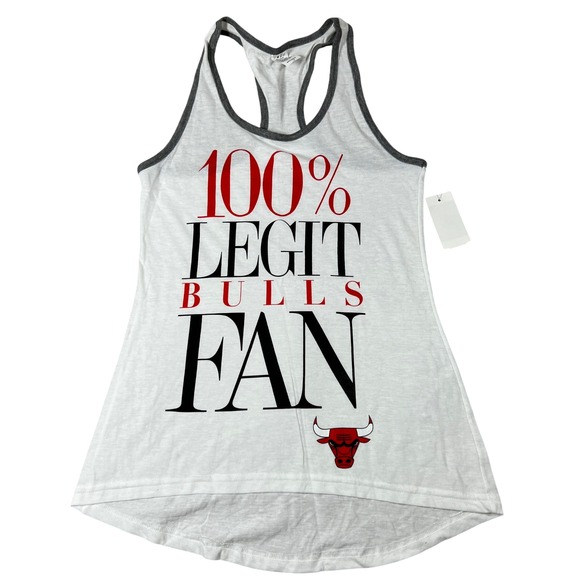 Chicago Bulls Tops - Chicago Bulls Womens 100% Legit Bulls Fan Racerback Tank Top White Small NWT
